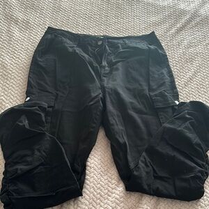 Fashion Nova Black Cargo Pants with Gathered Legs